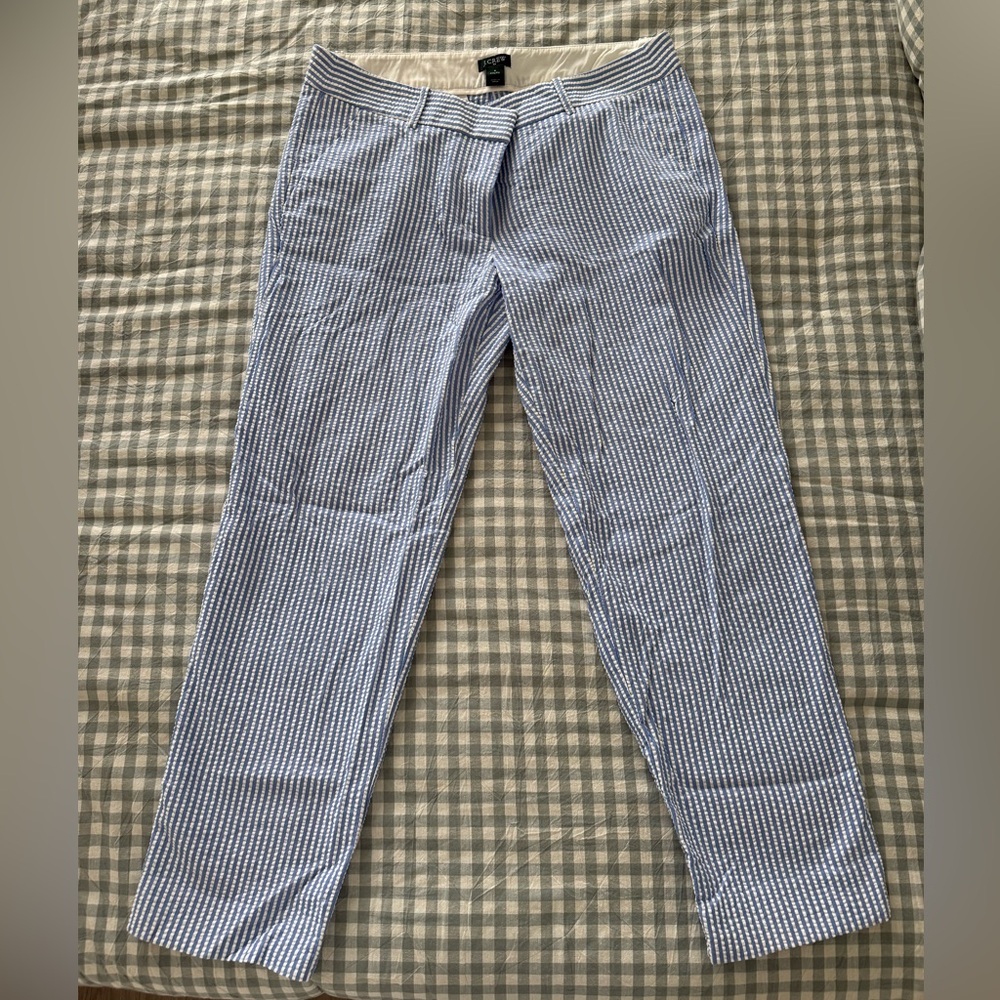 J. Crew Factory Women's Blue Seersucker Chinos